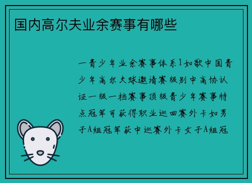 国内高尔夫业余赛事有哪些